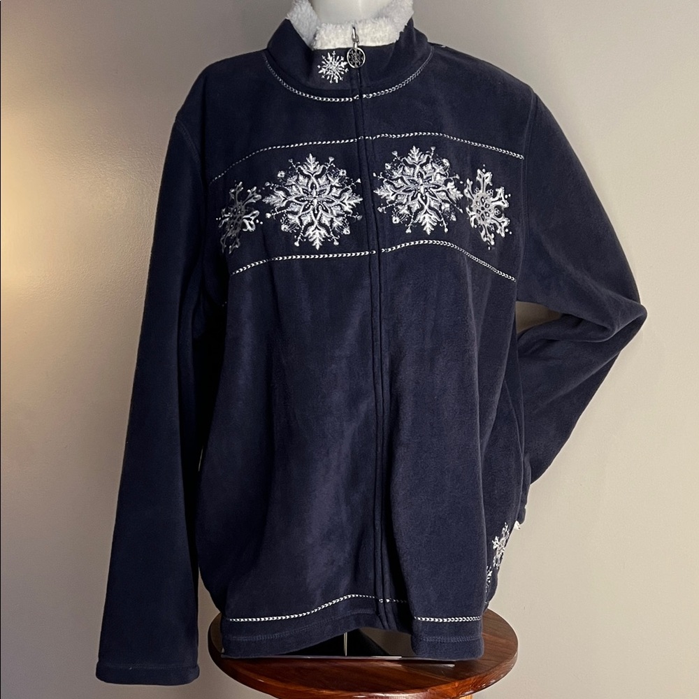 Croft & Barrow Navy Snowflake zip up sweatshirt Jacket